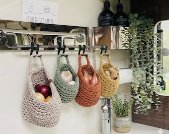 Hanging basket, crochet basket, hanging organizer, wall basket, many colors, van life, motorhome, camper van, caravan, not Bobbiny