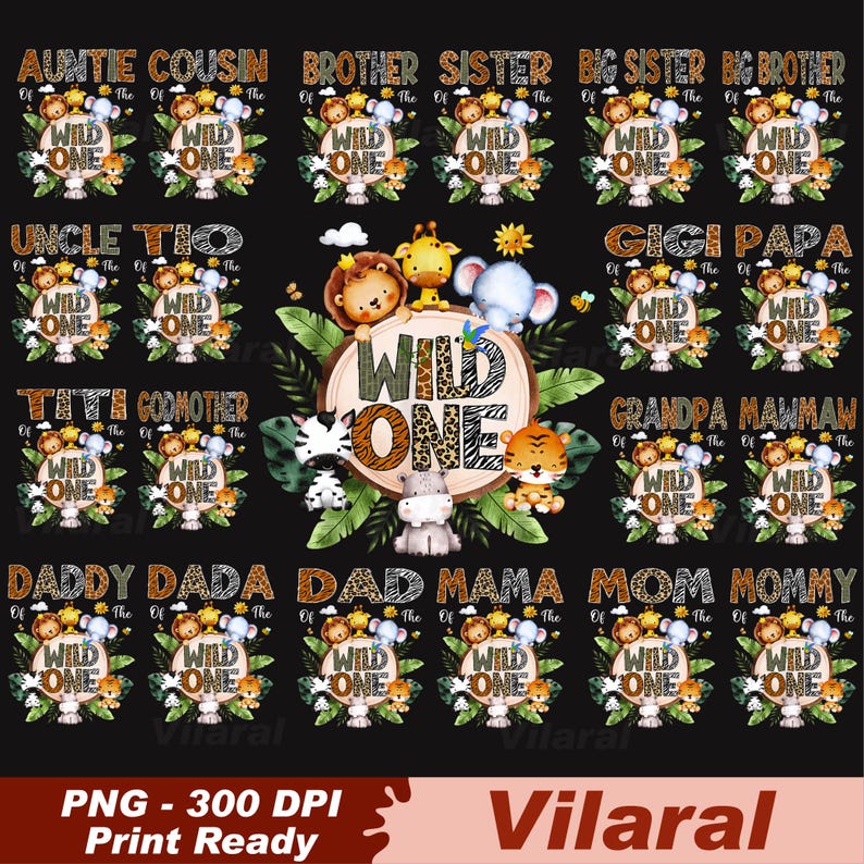Bundle Family of the Wild One First Birthday Safari Jungle Png, Wild ...
