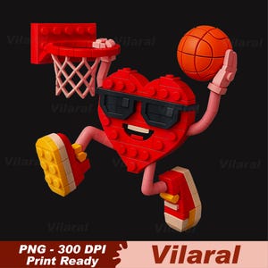 バスケットボールハートバレンタインデービルディングブリックPng、マスタービルダーバレンタインデーPng、バレンタインデー、マスタービルダーバレンタイン
