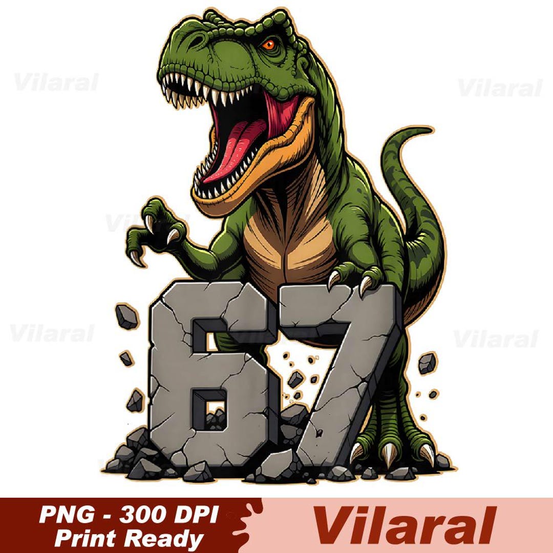 T-rex Dinosaur Funny Six Seven Meme Cool Tyrannosaurus Png, 67 Dinosaur ...