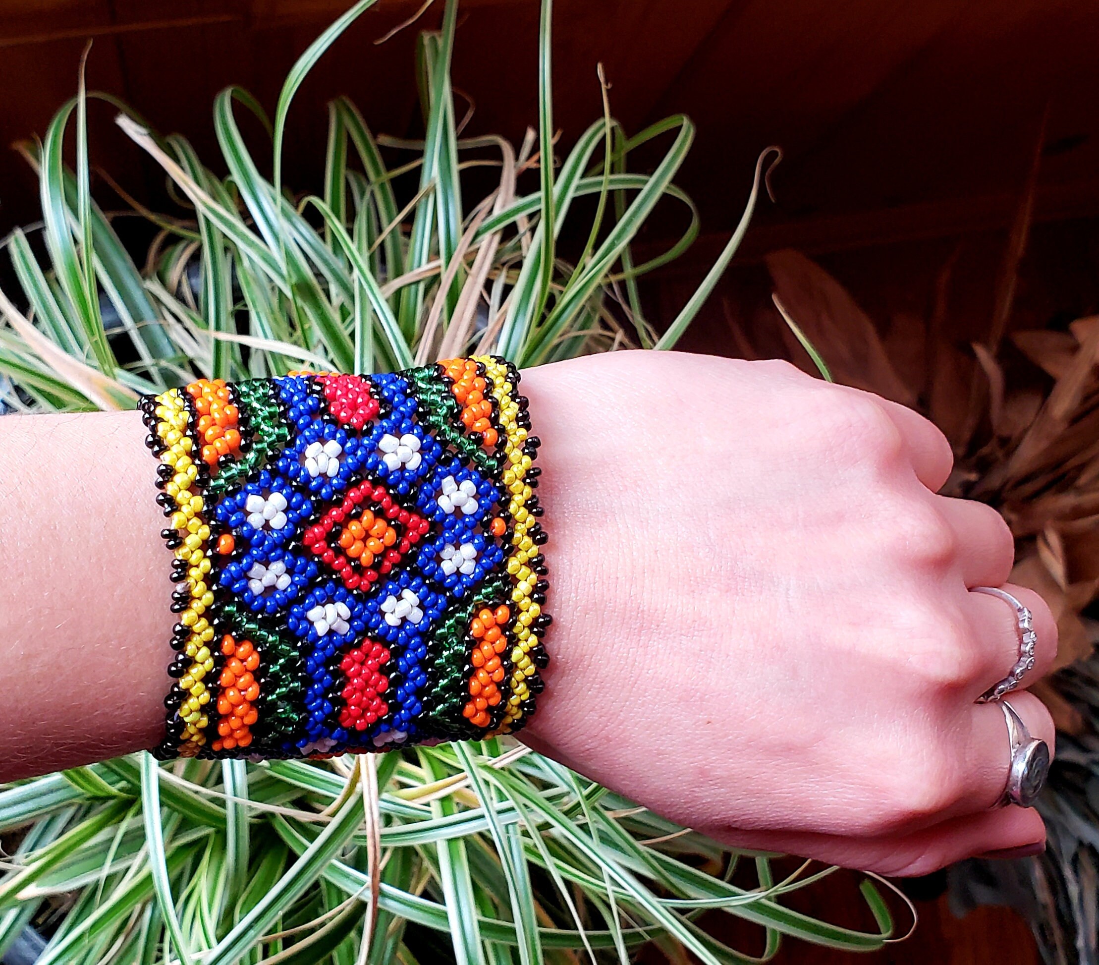 Hand Made Multi Color Beaded Peruvian Bracelet Etsy