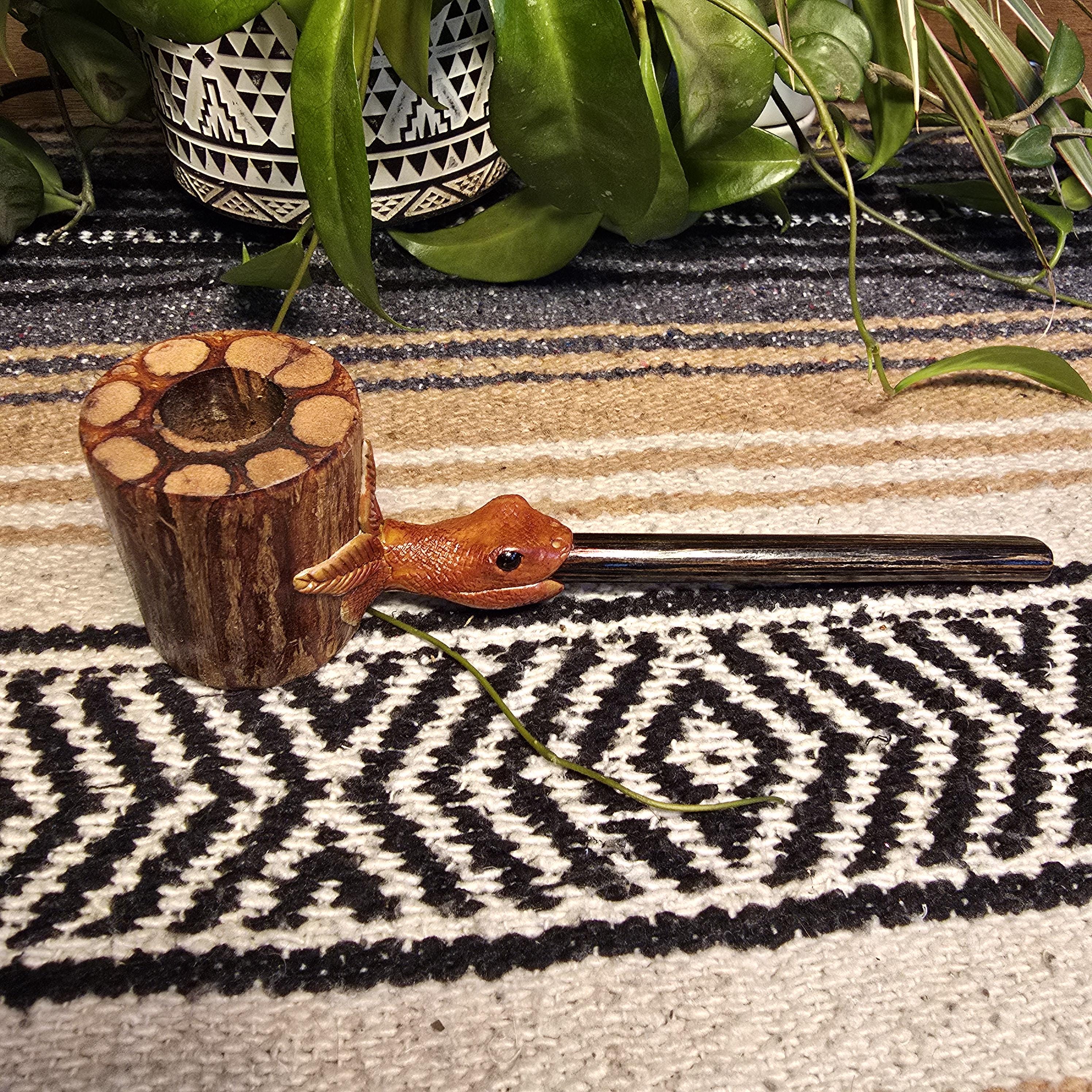 Large Snake Energy Ayauassca Vine Mapacho Smoking Pipe