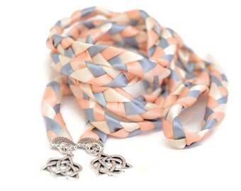 Divinity Braid Peachy Dusty Blue Celtic Heart Knot Wedding Handfasting Cord #Wedding