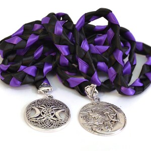 Divinity Braid Purple & Black Triple Moon Goddess Wedding Handfasting Cord #Wedding