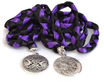 Divinity Braid Purple & Black Triple Moon Goddess Wedding Handfasting Cord #Wedding