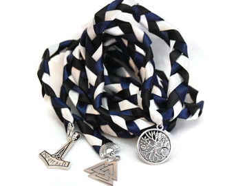 Divinity Braid Navy & Black 3 Charm Norse Theme Wedding Handfasting Cord