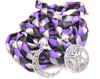 Divinity Braid Purple Black Triple Moon Goddess Wedding Handfasting Cord #Wedding