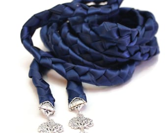 Divinity Braid Navy Silver Tree of Life Wedding Handfasting 6ft Cord