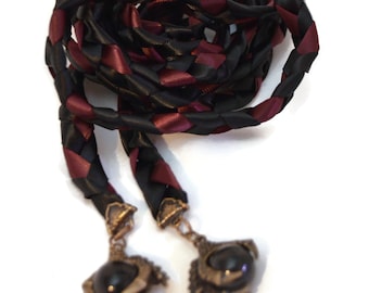 Divinity Braid Black & Burgundy Bronze Dragon Claw Wedding Handfasting V4 Cord
