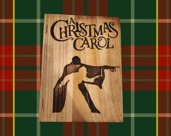 A Christmas Carol Book Box ~ Christmas Gift, Memory Box, Bridal, Wooden Box, Word burning, Pyrography