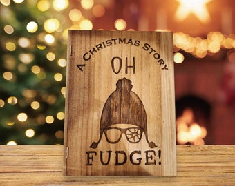 OH FUDGE!  A Christmas Story Book Box ~ READY to Ship! ~ Christmas Gift, Memory Box, Bridal, , Wooden Box, Word burning, Pyrography