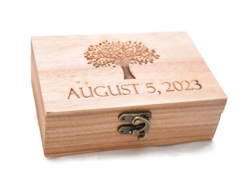 Tree Of Life (Basic) Wedding Handfasting Cord Wood Personalized Keepsake Box ~ Memory Box, Bridal, Wedding Memory Box, Wooden Box