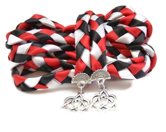 Divinity Braid Scarlet Black Silver Celtic Heart Knot Wedding Handfasting Cord #Wedding