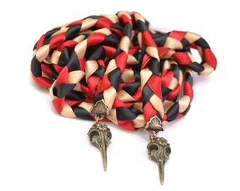 Divinity Braid  Vintage Scarlet Black Vulture Skulls Wedding Handfasting Cord #Wedding