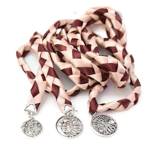 Divinity Braid  Blush Burgundy 3 charm Night & Day Pagan Wedding Handfasting Cord