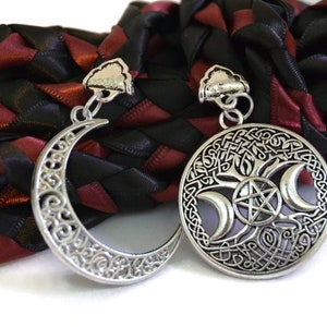 Divinity Braid Black Burgundy Triple Moon Goddess Wedding Handfasting Cord #Wedding