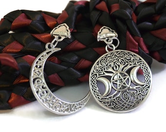 Divinity Braid Black Burgundy Triple Moon Goddess Wedding Handfasting Cord #Wedding