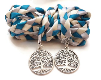 Divinity Braid Turquoise Silver Tree of Life Wedding Handfasting Cord