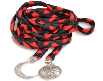 Divinity Braid Black & Red Triple Moon Goddess Wedding Handfasting Cord #Wedding