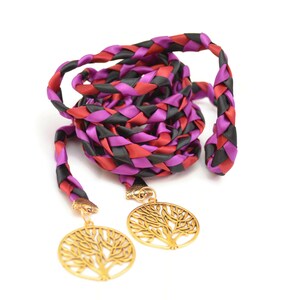 Divinity Braid Scarlet Red & Violet Gold Tree of Life Wedding Handfasting 6ft Cord
