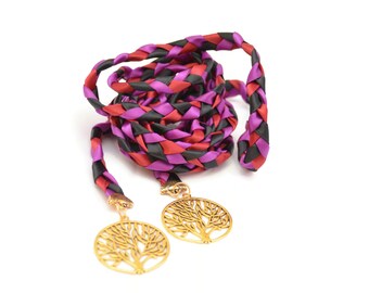 Divinity Braid Scarlet Red & Violet Gold Tree of Life Wedding Handfasting 6ft Cord