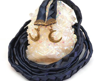 Divinity Braid Deep Navy Wiccan Double Bronze Crescent Moon Wedding Handfasting Cord #Wedding