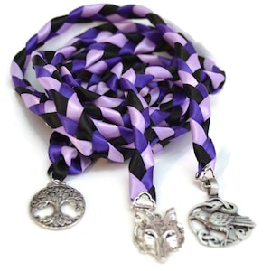 Divinity Braid Purple Odins Wolves & Ravens Norse 3 Charm Wedding Handfasting Cord #Wedding #DivinityBraid #Handfasting
