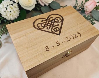 Celtic Heart (Large) Wedding Handfasting Cord Wood Personalized Keepsake Box ~ Memory Box, Bridal, Wedding Memory Box, Wooden Box