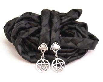 Divinity Braid Black Silver Pentacle Wedding Handfasting Cord #Wedding