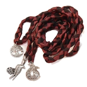 Divinity Braid Black Burgundy Odins Wolves & Ravens Norse 3 Charm V2 Wedding Handfasting Cord #Wedding #DivinityBraid #Handfasting