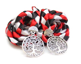 Divinity Braid Scarlet Silver & Black Tree of Life Wedding Handfasting Cord