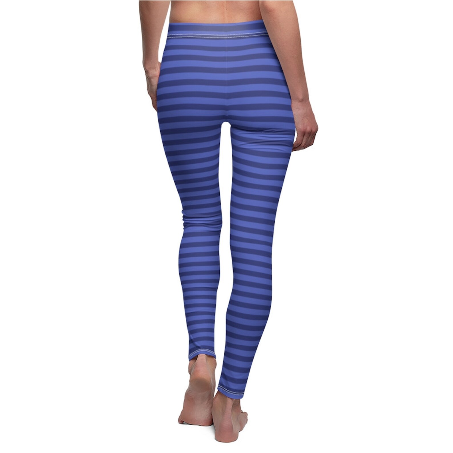 Blue Striped Women's Casual Leggings with WIDE Blue Etsy