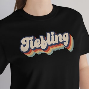 Vintage Tiefling DnD Shirt, Retro 70s Tiefling Race Tshirt, D&D Gift, Dungeons and Dragons Clothing, Tiefling Tee, Tiefling Merch, Apparel