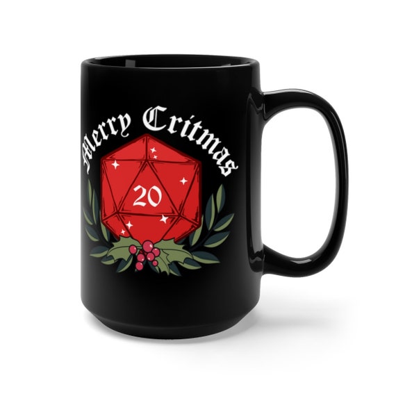 Merry Critmas DnD Tasse 15oz, Weihnachten Critmas DM Dungeon Master Tasse, D&D Dungeons and Dragons Cheer Tasse, Xmas Dungeon Master Geschenk