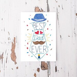 Meilleure carte papa de tous les temps | Cartes d'aquarelle | carte de calligraphie | Bonne fête des pères | cadeau pour père | carte fête des pères