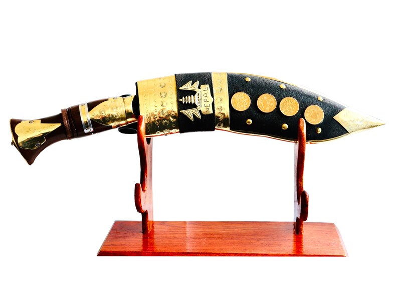 Gurkha Handmade Kukri Knife For Decoration Purpose - Authentic Handmade Nepali Gurkha Khukuri Kukri Knife with Sheath Plus Stand On Option 12" Deco Kukri+Stand