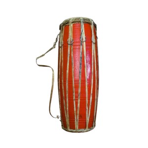 Madal Drum Wooden Nepali Folk Instrument Authentic 17 IN X-Large Drum, Musical Instrument for All Age of Musicians - Hand Carved in Nepal