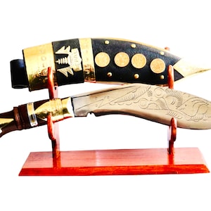 Gurkha Handmade Kukri Knife For Decoration Purpose - Authentic Handmade Nepali Gurkha Khukuri Kukri Knife with Sheath Plus Stand On Option 16" Deco Kukri+Stand