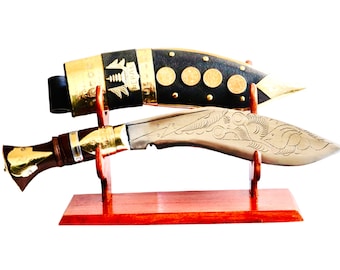 Gurkha Handmade Kukri Knife For Decoration Purpose - Authentic Handmade Nepali Gurkha Khukuri Kukri Knife with Sheath Plus Stand On Option