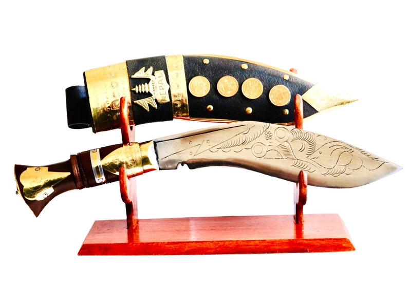 Gurkha Handmade Kukri Knife For Decoration Purpose - Authentic Handmade Nepali Gurkha Khukuri Kukri Knife with Sheath Plus Stand On Option 16" Deco Kukri+Stand