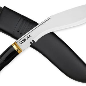 Gurkha Kukri Knife Full Tang Fixed Blade, Leather Sheath, 2 Small Knives - Hand-Hammered in Nepal image 10