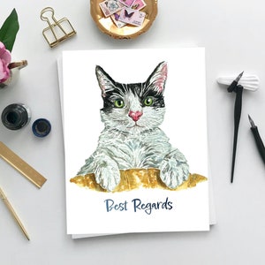 Meilleures salutations Cat Card, Drôle, Random Cute Greeting Card, Blank Card