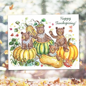 Happy Thanksgiving - Beren Herfst Squash Wenskaart - 4,25 "x 5,5"