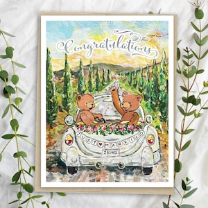 Félicitations - Just Married Bears Card - Carte de vœux de mariage