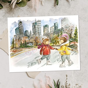 Carte Central Park - Carte de voeux de mariage, Noël, anniversaire, Saint-Valentin - A2 (4,25 x 5,5 po.)