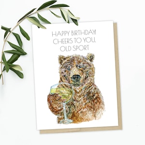 The Great Gatsby Bear - Carte de joyeux anniversaire Cheers Old Sport, carte de vœux