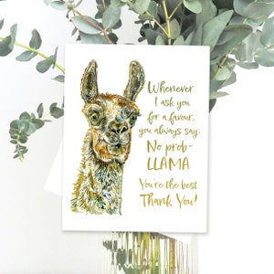 Sem Prob-Llama, cartão de agradecimento, você é o melhor, cartões de animais desenhados à mão