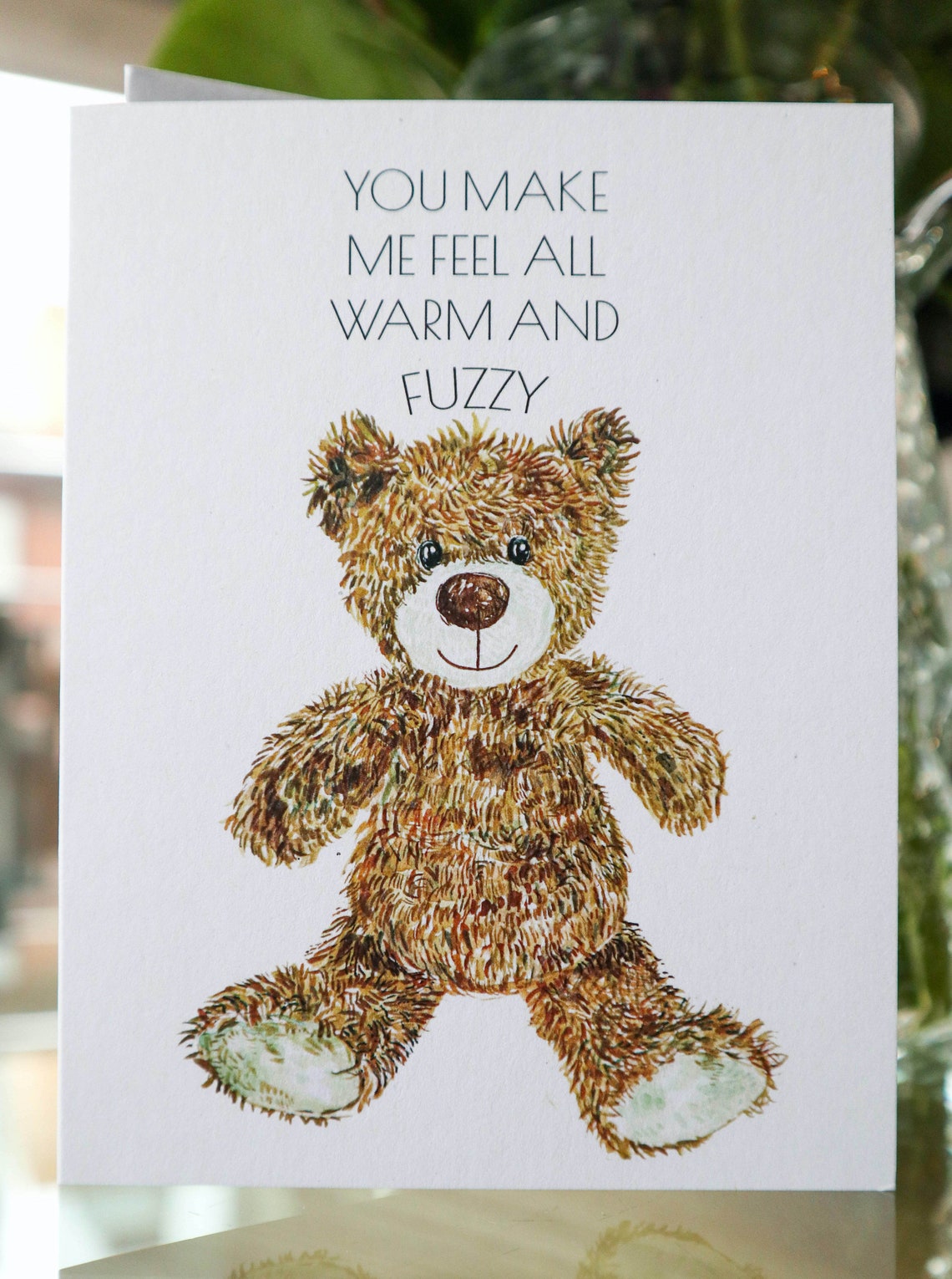 Warm Fuzzy Feeling Teddy Bear Love Card Etsy