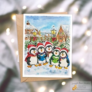 Weihnachtsgrüße Pinguine - Weihnachtskarte - A2 10,5 cm und 13 cm x 18 cm