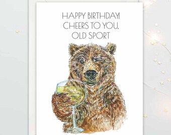 Cheers Old Sport - Happy Birthday Beat Gatsby Card